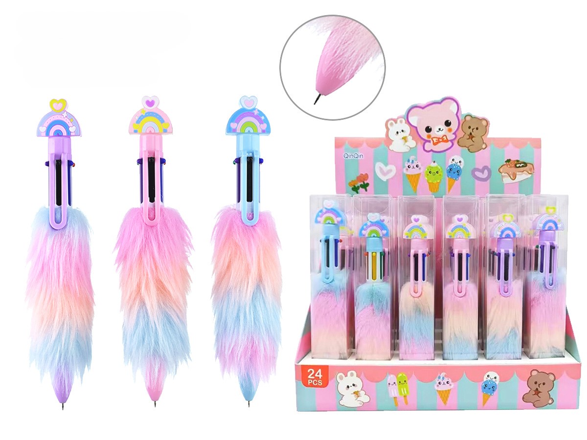 Ручка шариковая автоматическая Plush Rainbow, в ассортименте