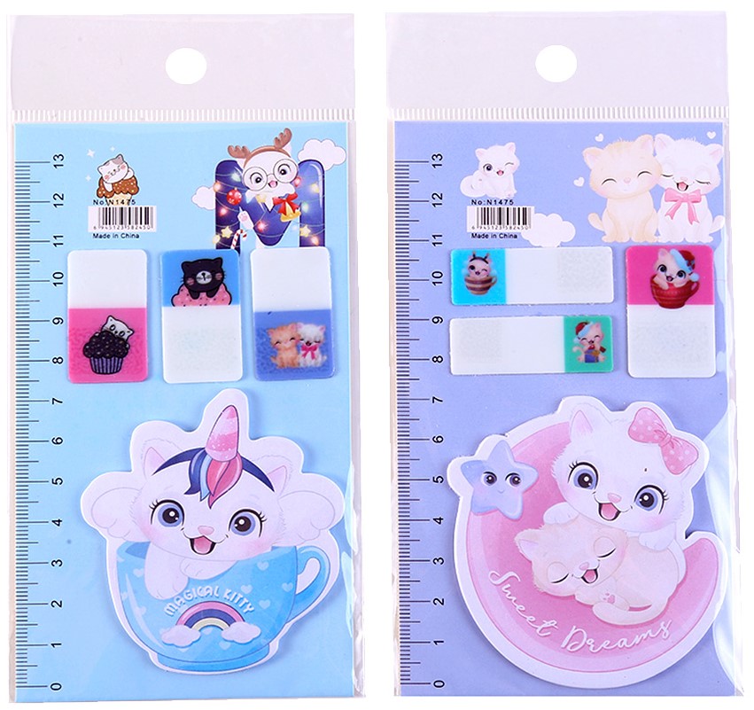 Lesezeichen-Set mit klebender Kante - I Love Kitty, im Sortiment