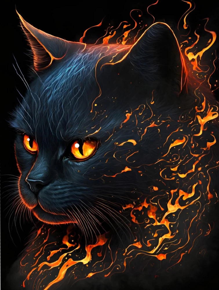 Painting by Numbers - Cat with Fiery Eyes