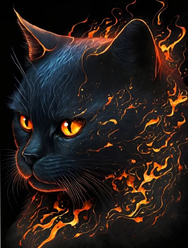 Painting by Numbers - Cat with Fiery Eyes