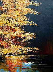 Numbered painting with gold leaf - Golden Autumn