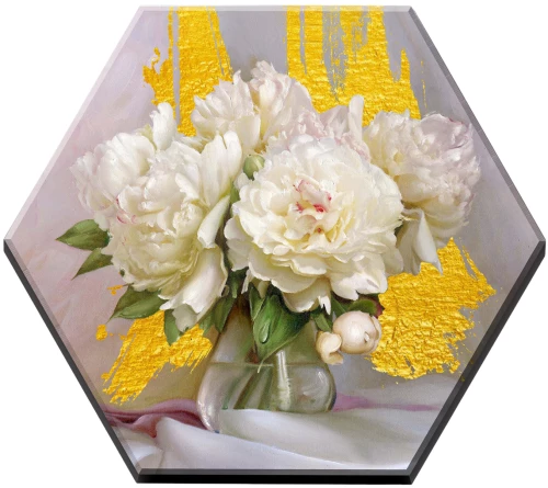 Painting by numbers with gilding Hexagon - Elderberry. Random bouquet