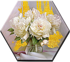 Painting by numbers with gilding Hexagon - Elderberry. Random bouquet