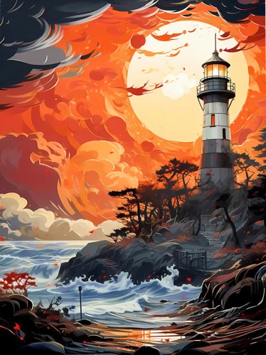 Painting by Numbers - Lighthouse at Sunset