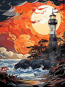 Painting by Numbers - Lighthouse at Sunset