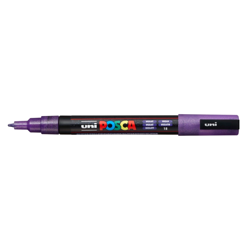 UNI Posca PC-3ML Marker, purple with glitter (12)