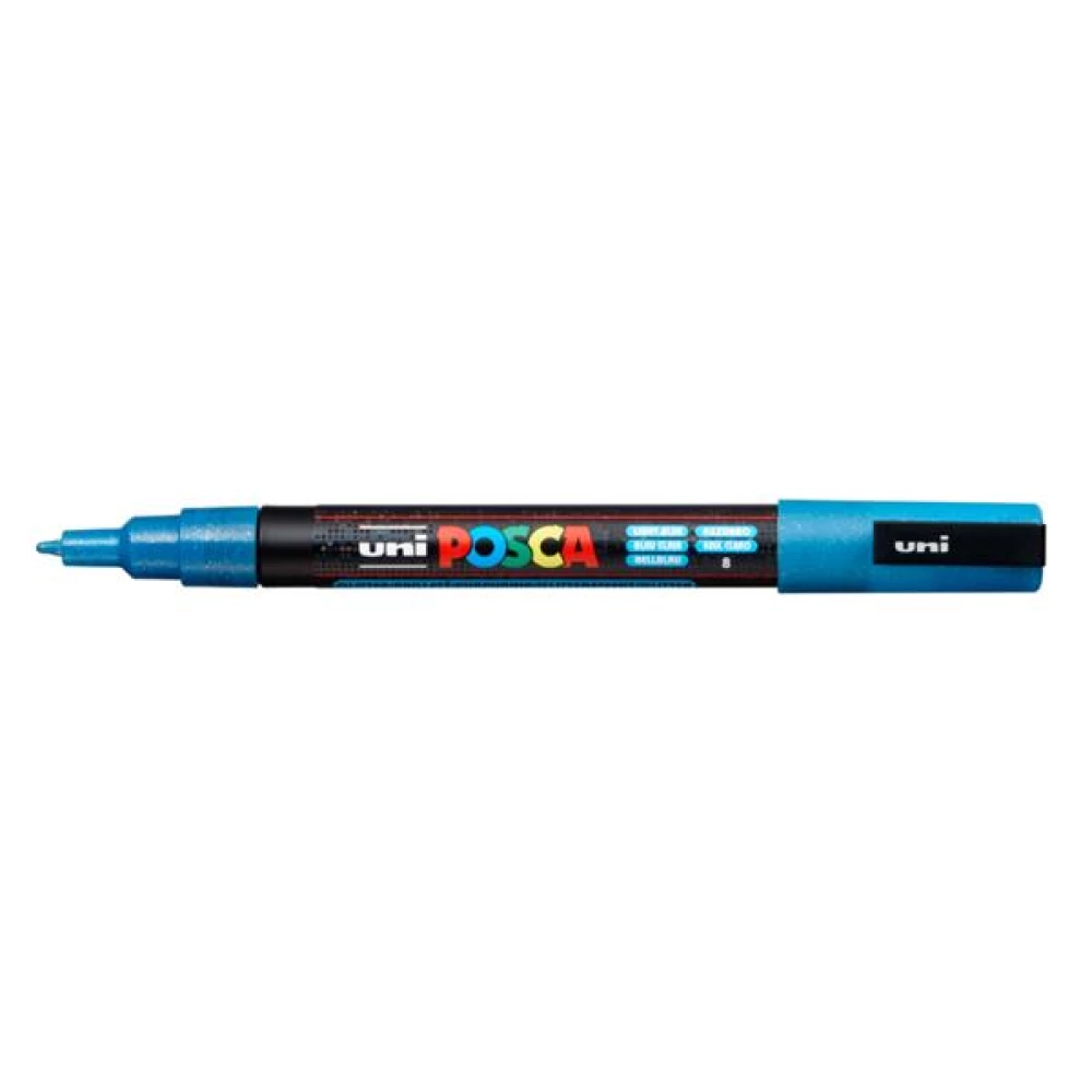 UNI Posca PC-3ML Marker, Light Blue with Glitter (8)