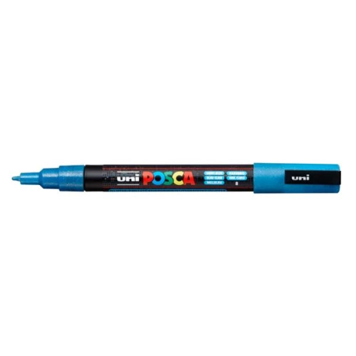 UNI Posca PC-3ML Marker, Light Blue with Glitter (8)
