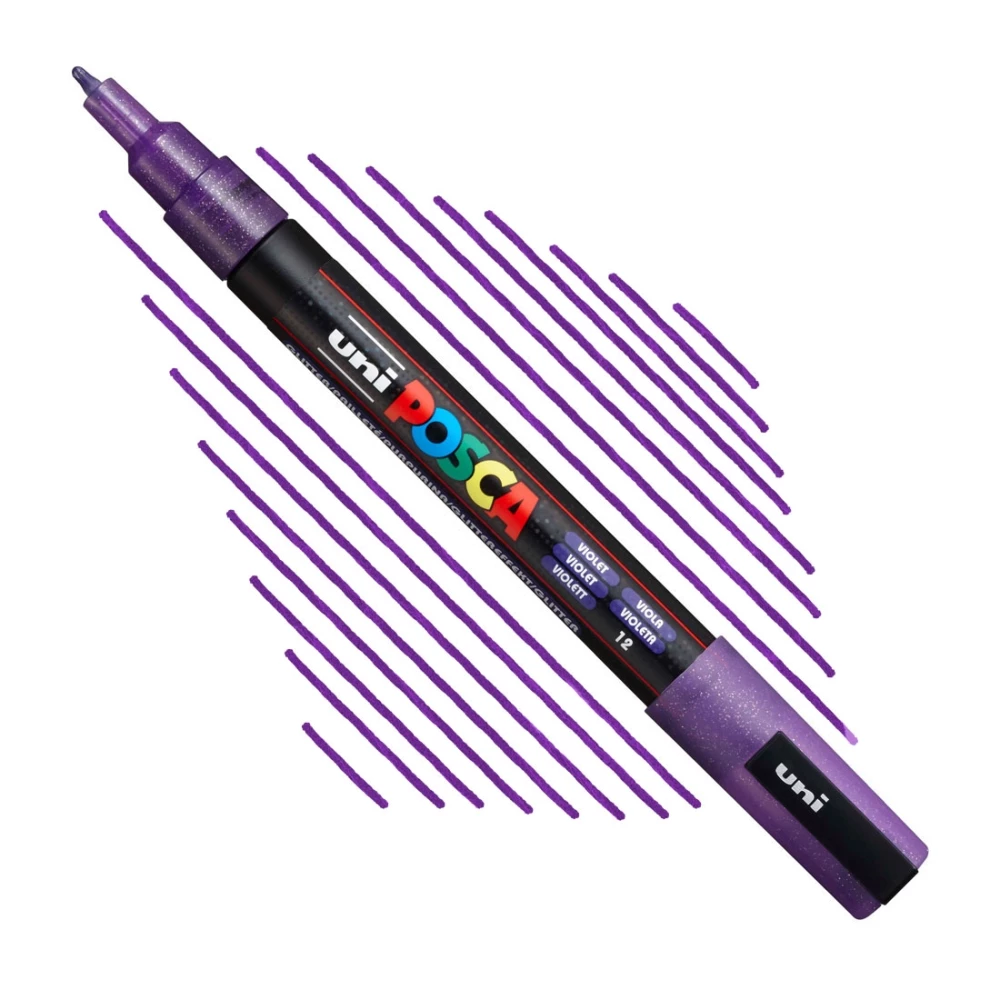 UNI Posca PC-3ML Marker, purple with glitter (12)