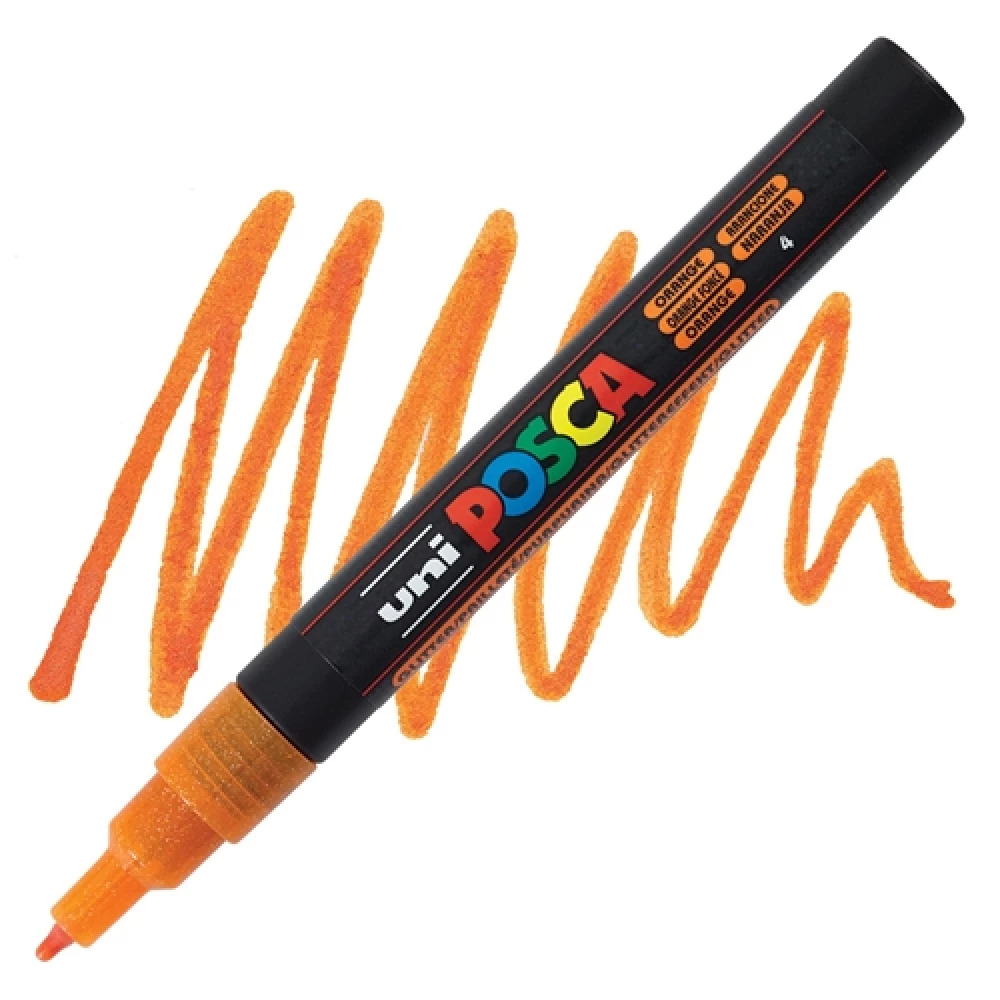 UNI Posca PC-3ML Marker, orange with glitter (4)