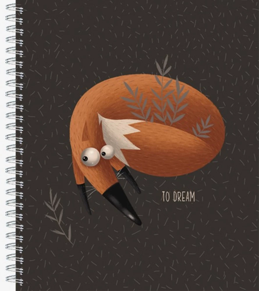 General notebook 60 sheets on a metal spiral - Little Foxes, assorted