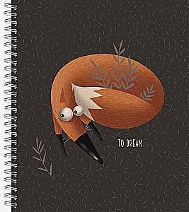 General notebook 60 sheets on a metal spiral - Little Foxes, assorted