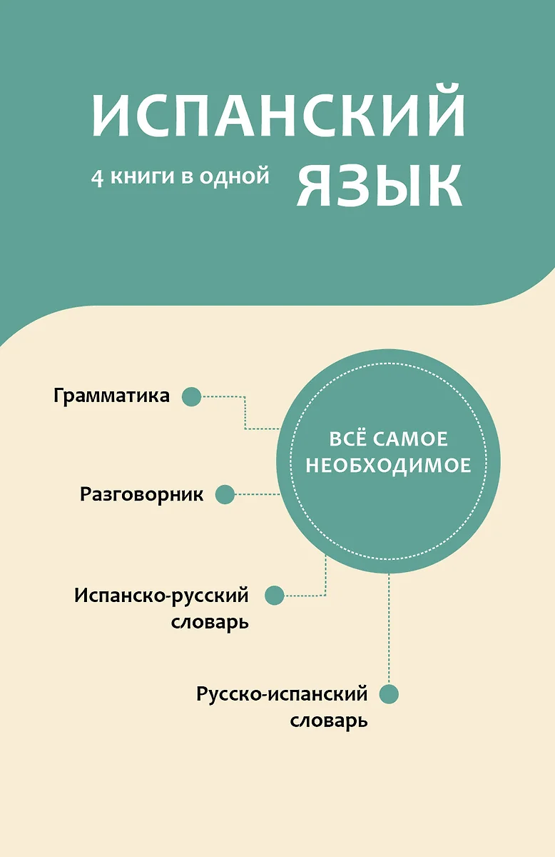 Spanische Sprache. 4 Bücher in einem: Gesprächsbuch, spanisch-russisches Wörterbuch, russisch-spanisches Wörterbuch, Grammatik