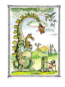 K pencil and Samodelkin on the Island of Dinosaurs
