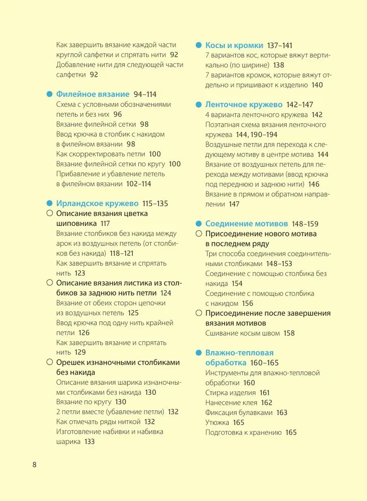 Ажурное вязание крючком. Полный японский справочник. Техники, приемы и 130 узоров филейного, ирландского, ленточного и ажурного вязания