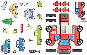 Three-dimensional paper toys. Cars