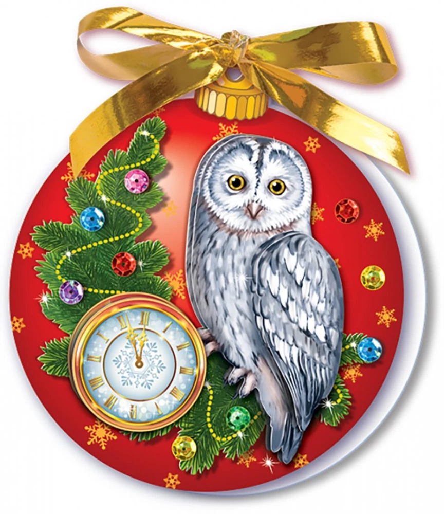 Craft Kit for Making a Card - Christmas Ball. Owl