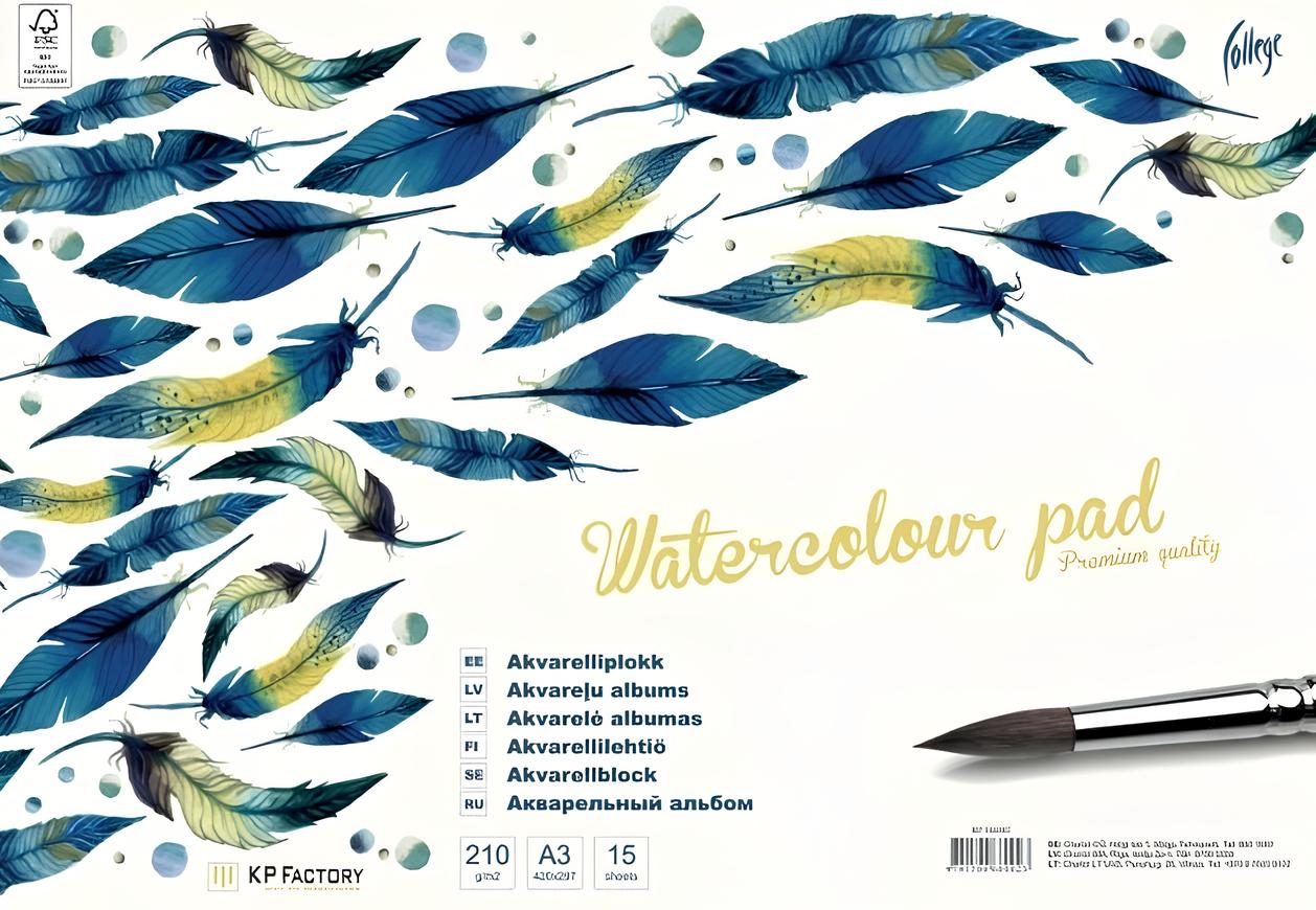 Akvarellialbum College A3, 15 lehte