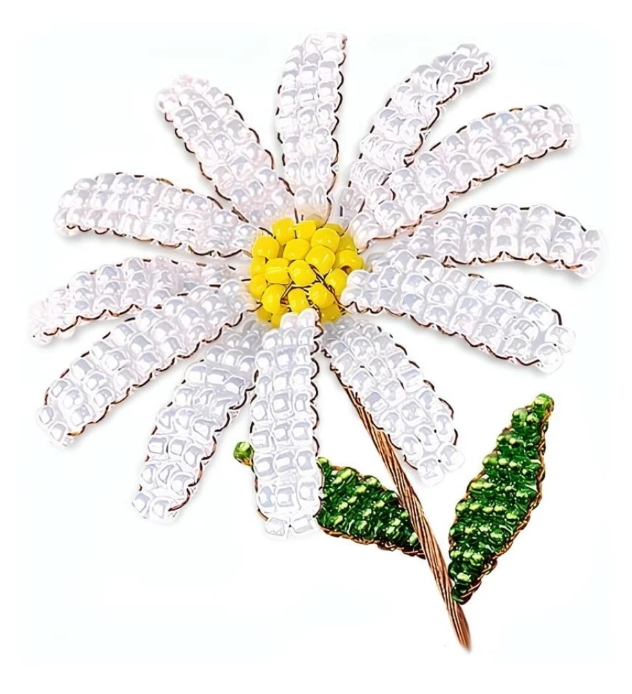 Beaded flower handmade - Pearl Daisy
