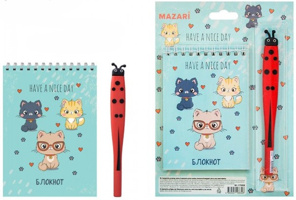 A6 Notepad 40 sheets squared + ballpoint pen