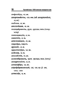 Russian language. 1000 difficult dictionary words