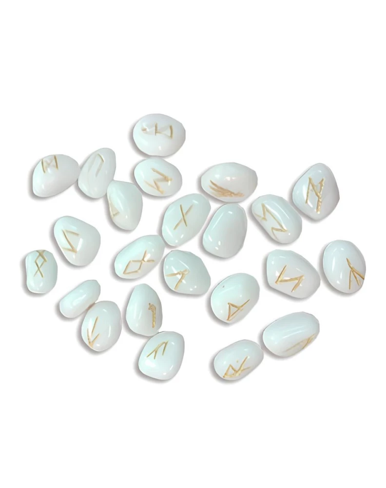 Scandinavian Runes (set of runes for divination made of white agate + book)
