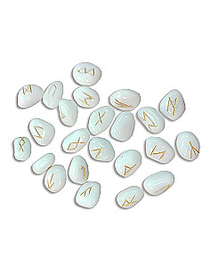 Scandinavian Runes (set of runes for divination made of white agate + book)