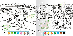Number Coloring Book with Stickers - Fun Farm