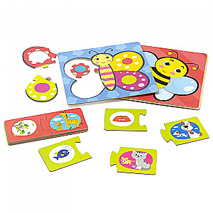 Developmental game - Puzzle-sorter (4 in 1). In the garden