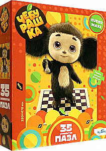 Puzzle of 35 pieces. Cheburashka and chess