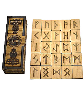 Northumbrian Runes 25 pieces (wooden runes made of beech in a box)
