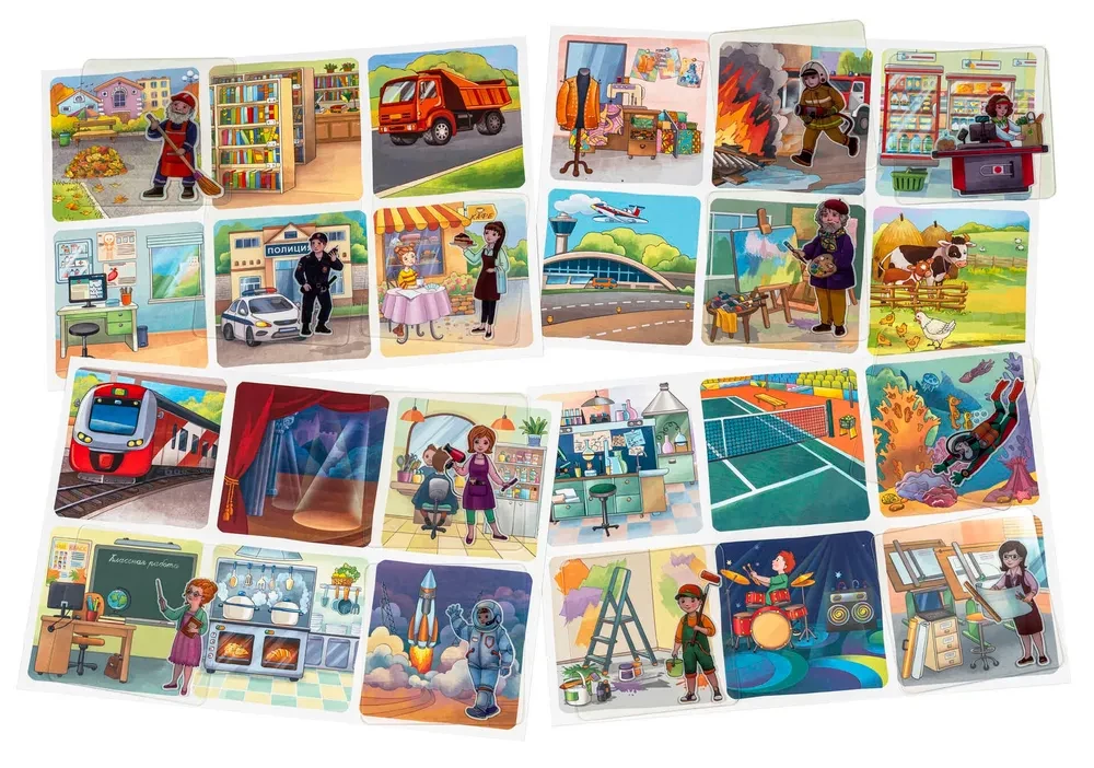 Plastic Lotto for Toddlers 4+ Who Works Where? Matching Professions