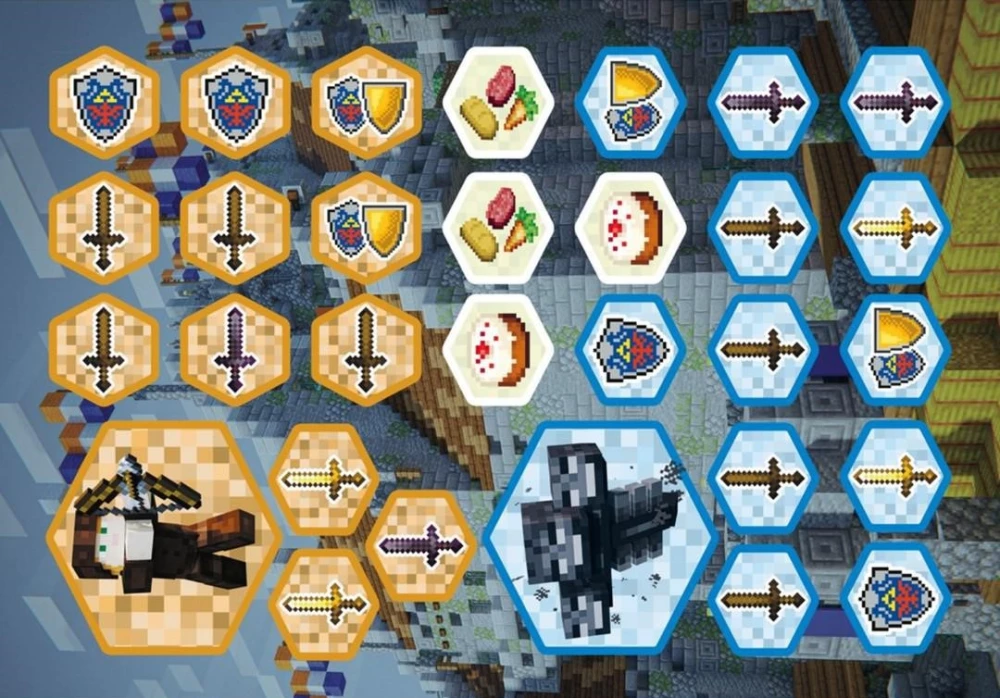 Board Game - Confrontation. In the Style of Minecraft. Battles in the Nether