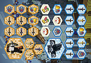 Board Game - Confrontation. In the Style of Minecraft. Battles in the Nether