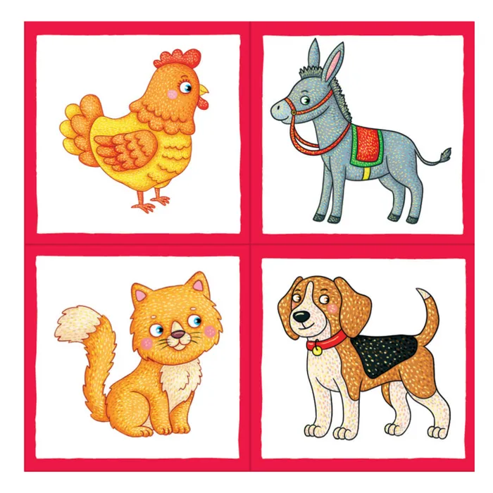 Intelligente Würfel im Tablett. 4 Stück. Wer wo lebt