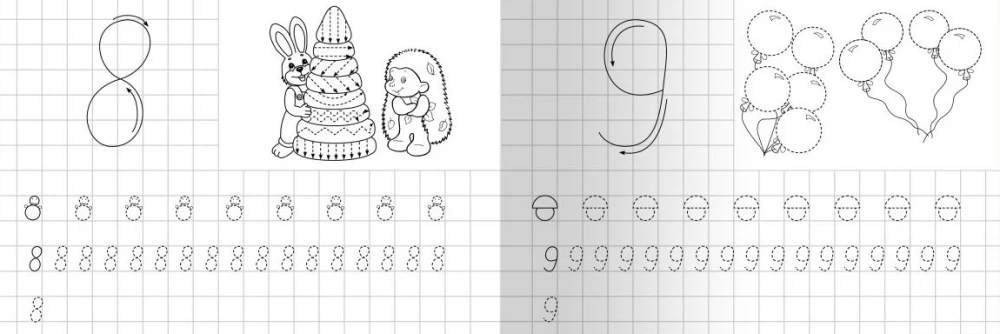 Copybooks for Kindergarten. Numbers: Writing and Counting