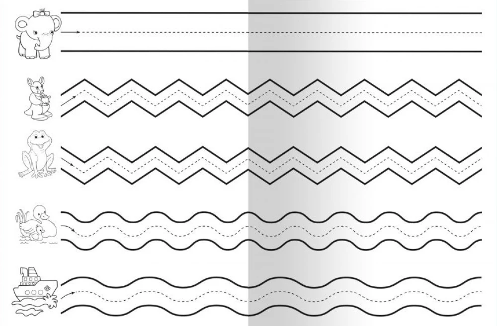 For kindergarten. Handwriting practice. We outline and draw correctly