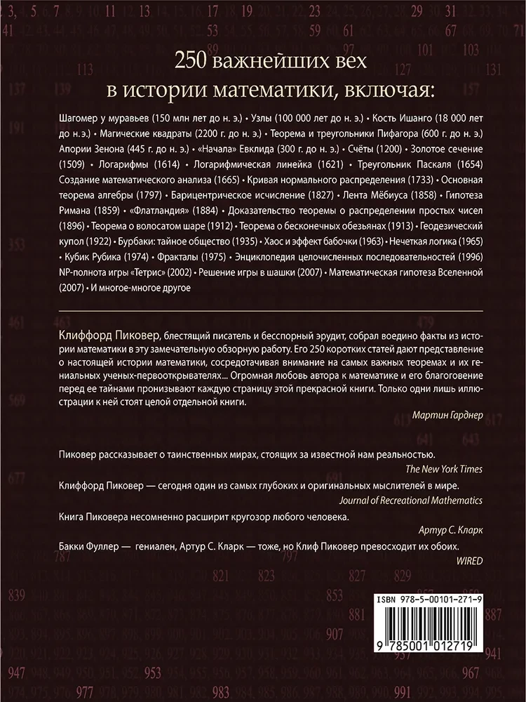 Great Mathematics. From Pythagoras to 57-Dimensional Objects. 250 Key Milestones in the History of Mathematics