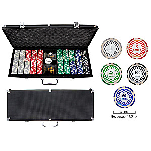 Poker Factory. Set of 500 poker chips with denominations in a black case