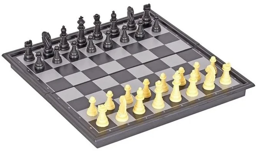 Chess, checkers, backgammon, and cards. 4 in 1 magnetic game set