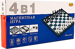 Chess, checkers, backgammon, and cards. 4 in 1 magnetic game set