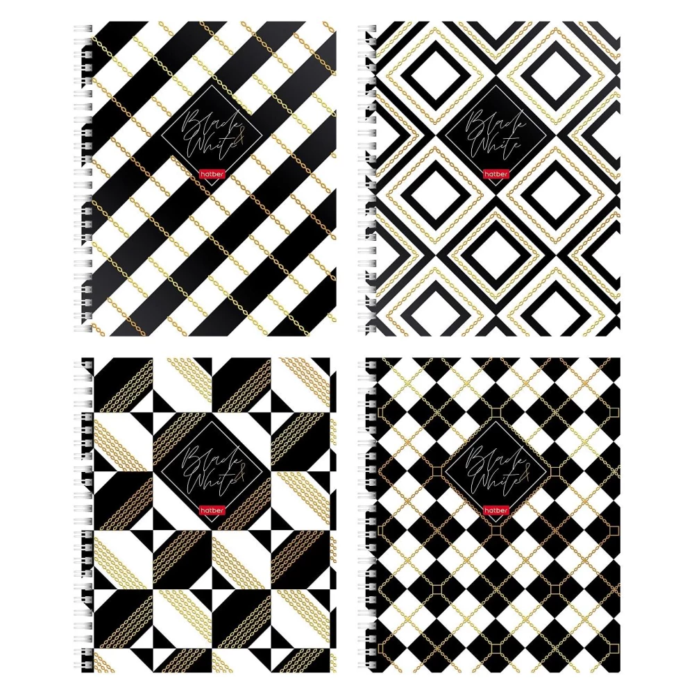 Grid Notebook, 96 Sheets - Black&White, Assorted