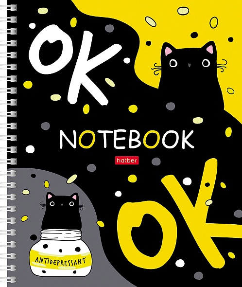 Notatnik w kratkę, 96 stron - Kot-antydepresant