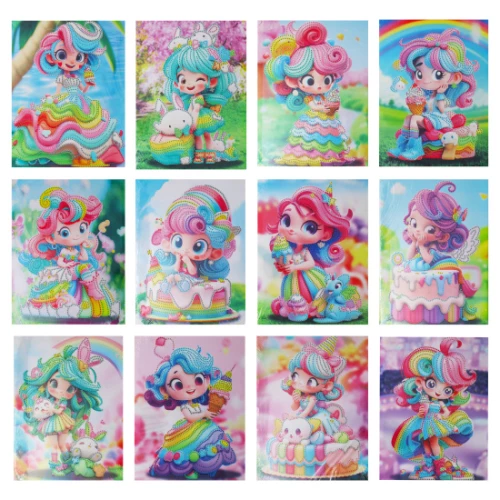 Diamond mosaic with partial layout - Meringues, 23x30 cm, assorted