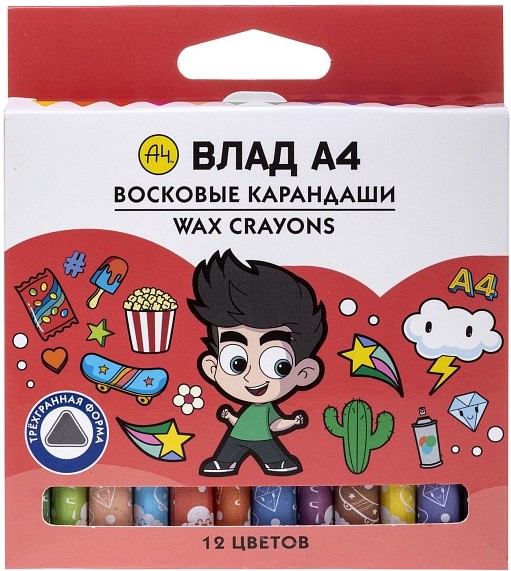 Vaska krītiņi - Vlad A4, 12 krāsas