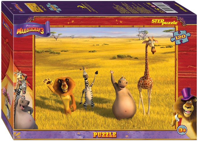 Puzzle - Madagaskar 3, 120 elementów, w asortymencie