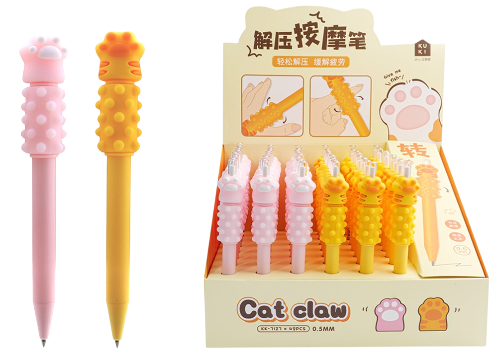 Ручка-антистресс гелевая автоматическая - Лапки, синяя, в ассортименте