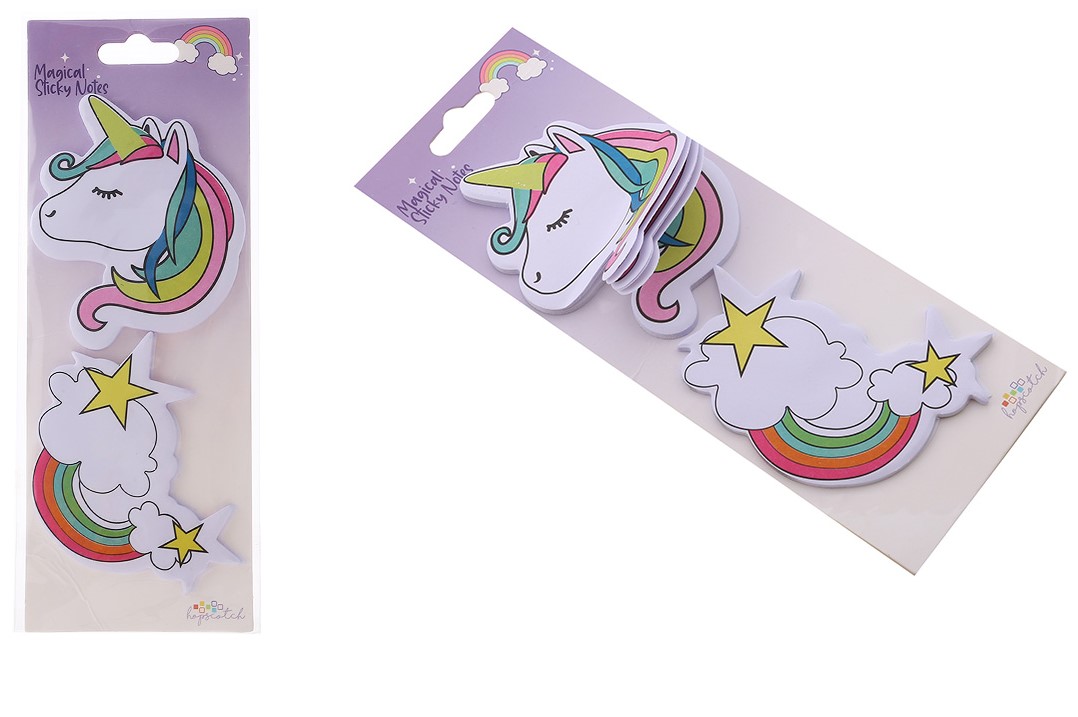 Set von Notizblöcken mit Haftnotizen - Einhorn, 2 figurale Blöcke mit je 20 Blättern