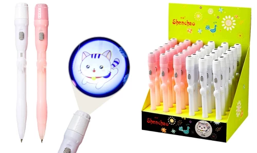 Ballpoint pen automatic with projector - LAN 1, blue, assorted