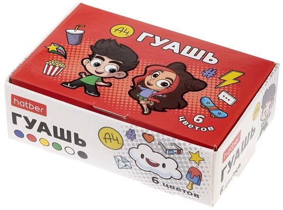 Gouache in a cardboard box, 10ml, 6 colors - Vlad A4